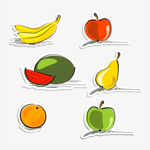 Simply fruit stickers — Stock Vector