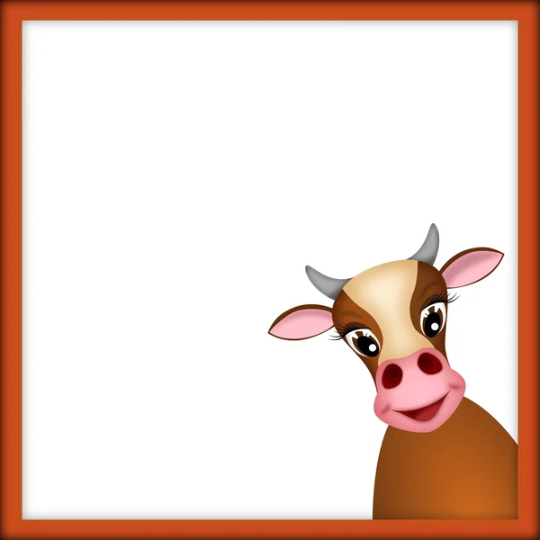 Roztomilý kráva v červeném rámečku — Stock fotografie