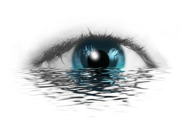 Ojo humano abstracto con tierra azul con reflejo de agua — Foto de Stock