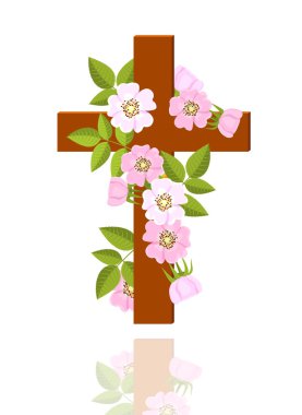 Cross with flowers clipart
