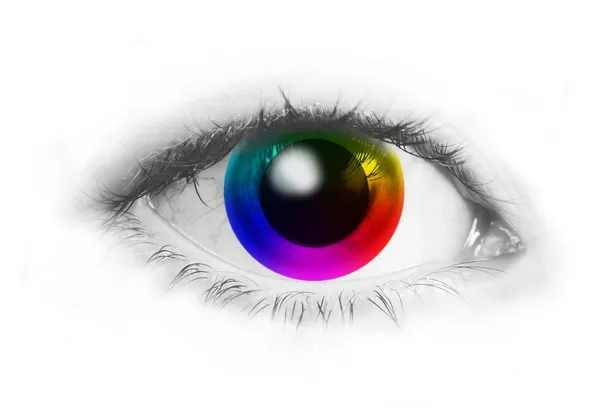 Barevné kolo v lidské oko — Stock fotografie