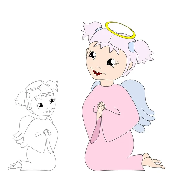Cartoon praying angel — Stock Vector