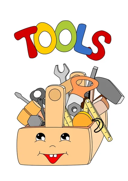 Tools in a toolbox — Stock Vector