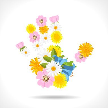 Flowers in shape of hand clipart