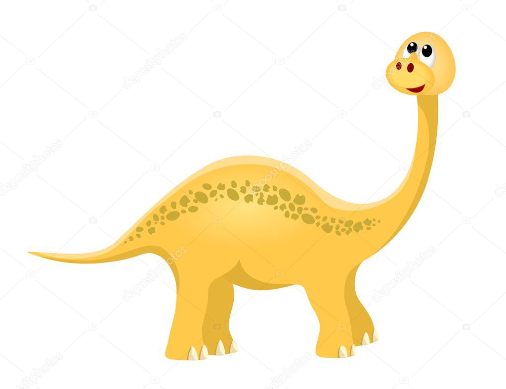 Lindo dinosaurio amarillo con ilustración de cuello largo imágenes de stock  de arte vectorial | Depositphotos