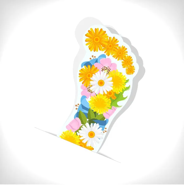Abstracte voetafdruk samengesteld uit bloemen — Stockvector
