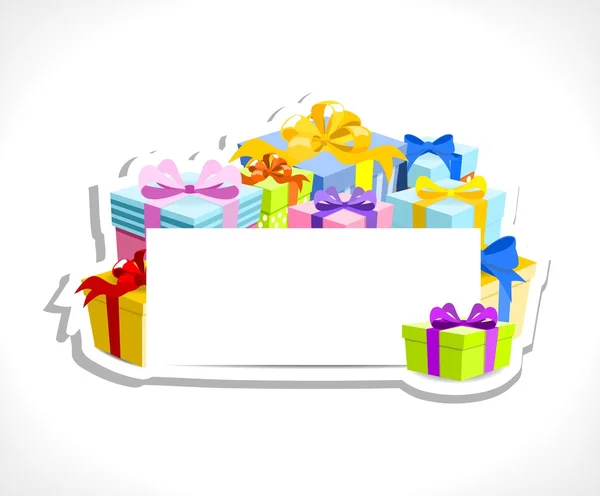Colorful gifts with blank card — Stock Vector