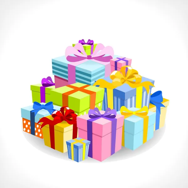 Pile de cadeaux colorés — Image vectorielle