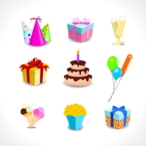 Ícones de festa de aniversário — Vetor de Stock