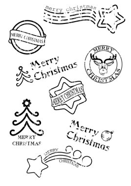 Prints of stamps with christmas motives clipart