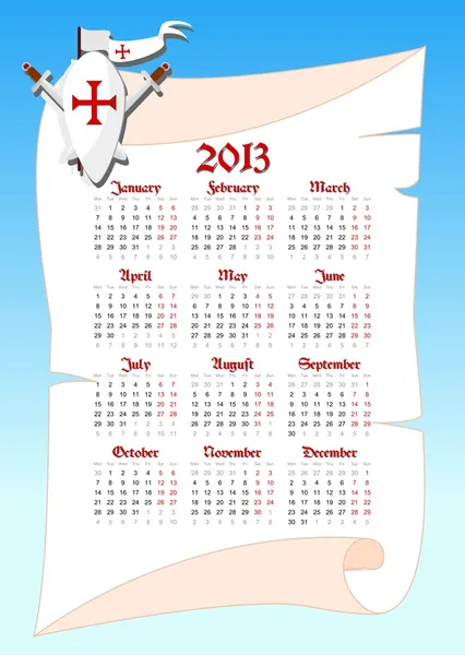 Calendario medieval 2013 — Archivo Imágenes Vectoriales