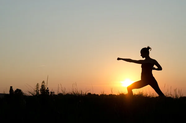 Karate on sunset — Stock Photo, Image