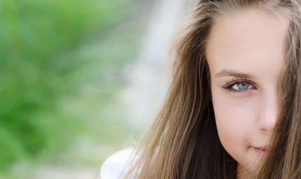 stock image Portrait half face young woman.