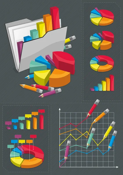 Conjunto de infografía - Gráficos coloridos — Vector de stock