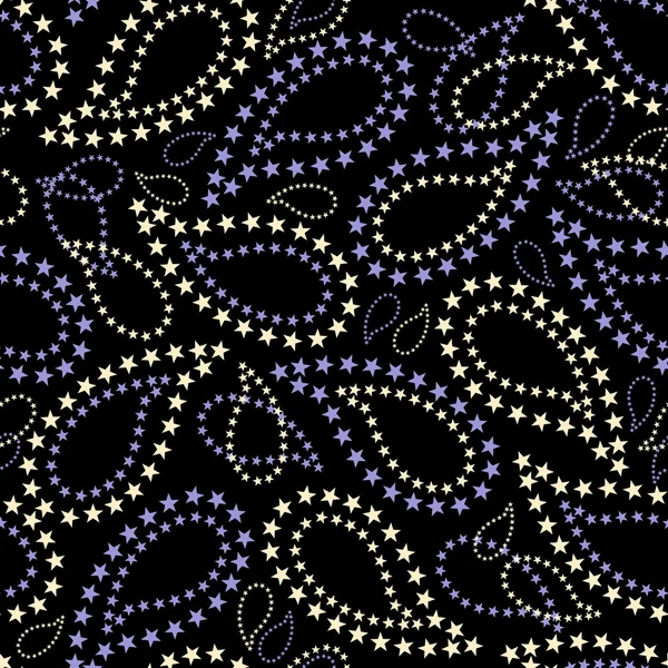 Modèle sans couture avec des étoiles de concombres indiens sur un backgrou noir — Image vectorielle