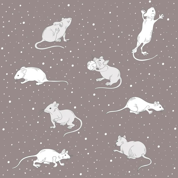 Bezešvé pattern myší pod sněhem Stock Ilustrace