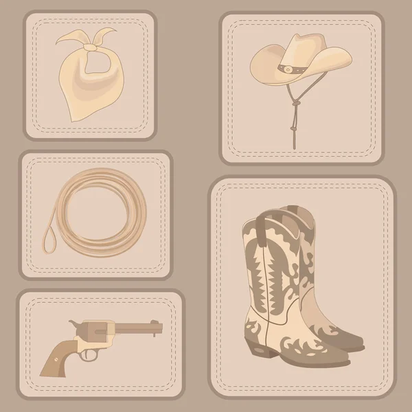Set of cowboy items — Stock Vector