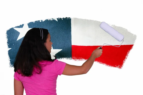 Lány festés zászló — Stock Fotó