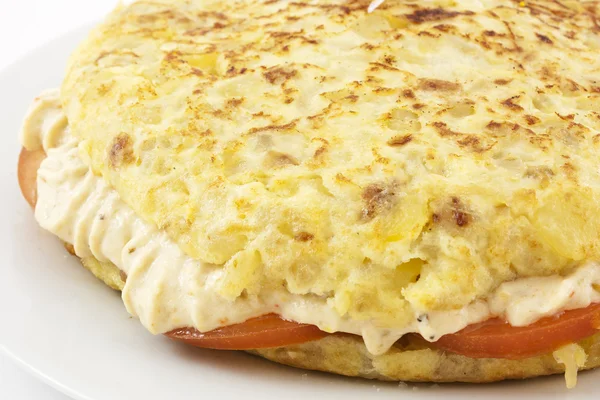 Spanish omelet stuffed with rice cream — Stock Photo, Image