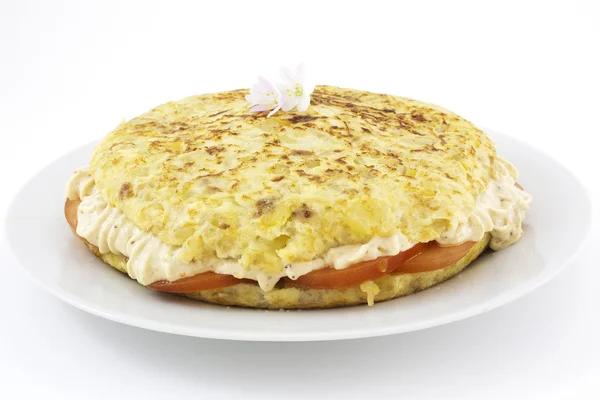 Spanish omelet stuffed with rice cream — Stock Photo, Image