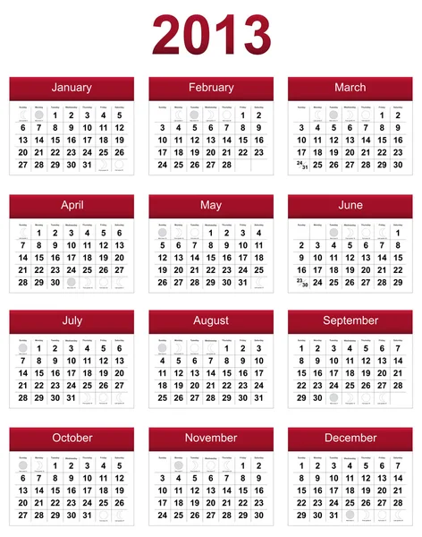 Calendario rojo 2013 —  Fotos de Stock