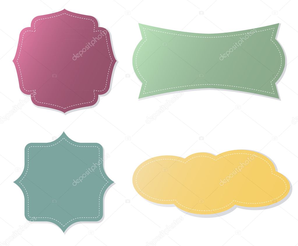 Elegant vector tags in different color over white