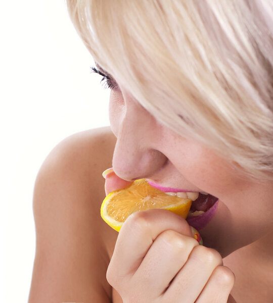 Women eating lemon