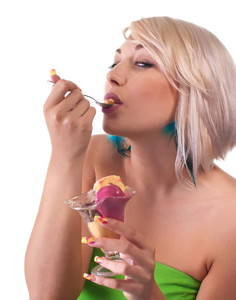 Ženy se zmrzlinou a šlehačkou — Stock fotografie