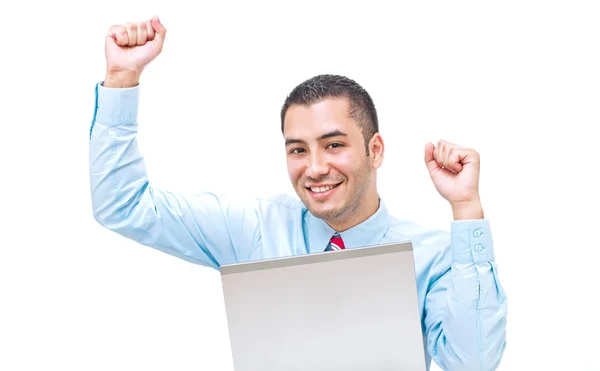 Πορτρέτο του ένας νεαρός άνδρας ενθουσιασμένος που γιορτάζει την επιτυχία — Φωτογραφία Αρχείου