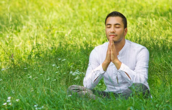 मध्ययुगीन युवा एक वन-छोटे डीओएफ में प्रार्थना कर रहा है — स्टॉक फ़ोटो, इमेज