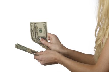 kadın eli para fotoğraf