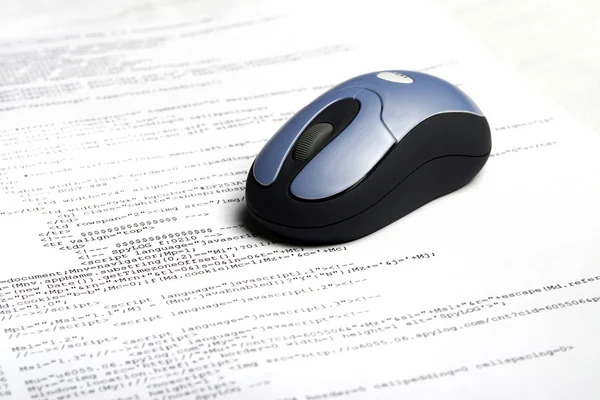 Web code document with mouse — Stock Photo, Image