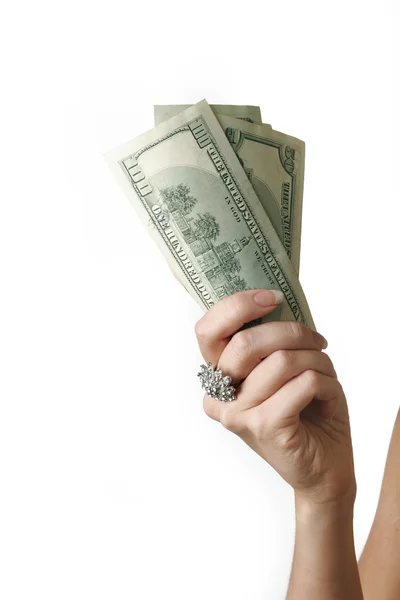 Dollar bills in woman's hand — Stock Photo, Image