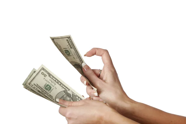 A photo of money in woman's hand — Stock Photo, Image
