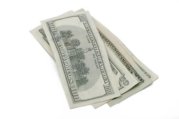 白色背景的美元钞票 — 图库照片