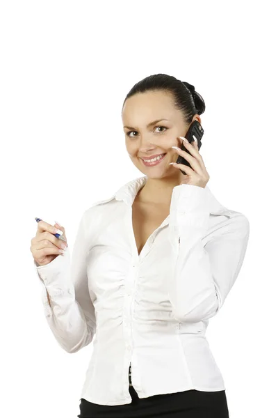 A photo of successful businesswoman with phone — Stock Photo, Image
