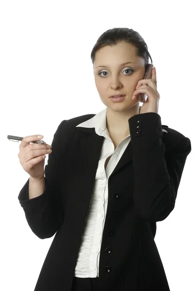 一张用手机的成功女商人的照片 — 图库照片