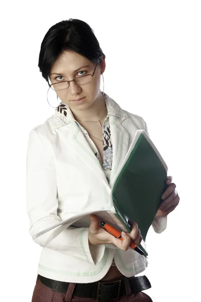 Una foto de una mujer de negocios con documentos —  Fotos de Stock