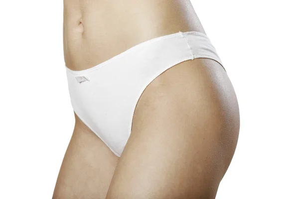 Una foto di lingerie bianca di giovane donna sexy — Foto Stock