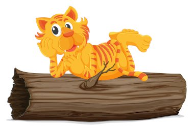 Tiger on a log clipart