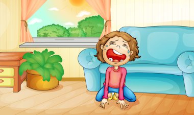 Crying at home clipart