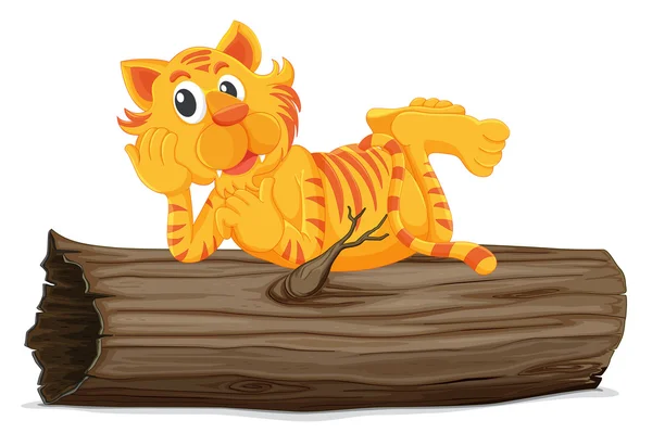 Tiger auf einem Baumstamm — Stockvektor