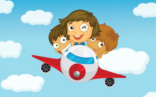 Kids on a plane — Stock Vector