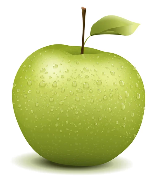 Vlhké zelené jablko — Stockový vektor