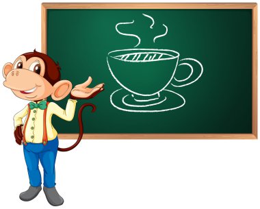 Business monkey and board clipart