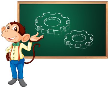 Business monkey and board clipart