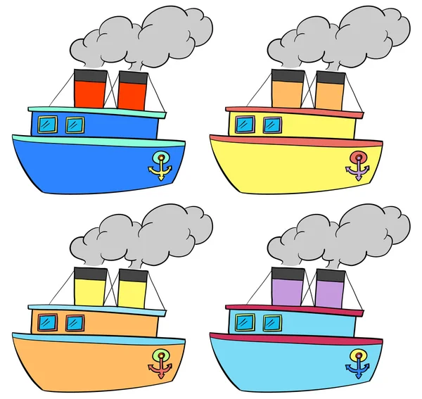 Barcos en color — Vector de stock