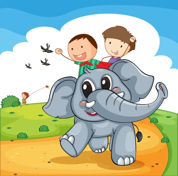Sloní jízdě — Stockový vektor