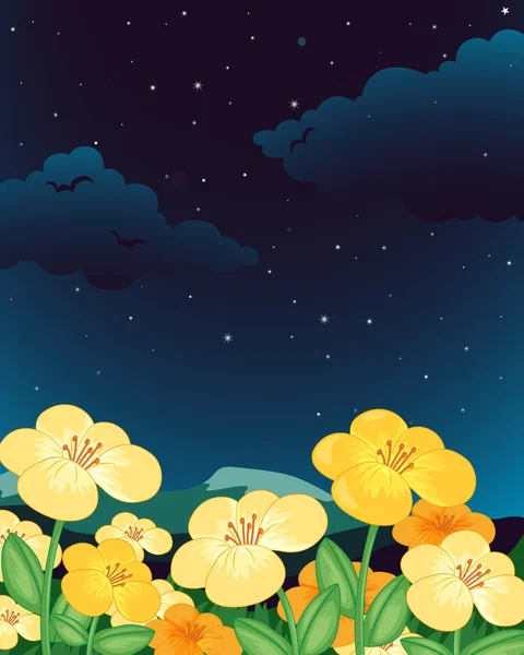 Flores à noite — Vetor de Stock