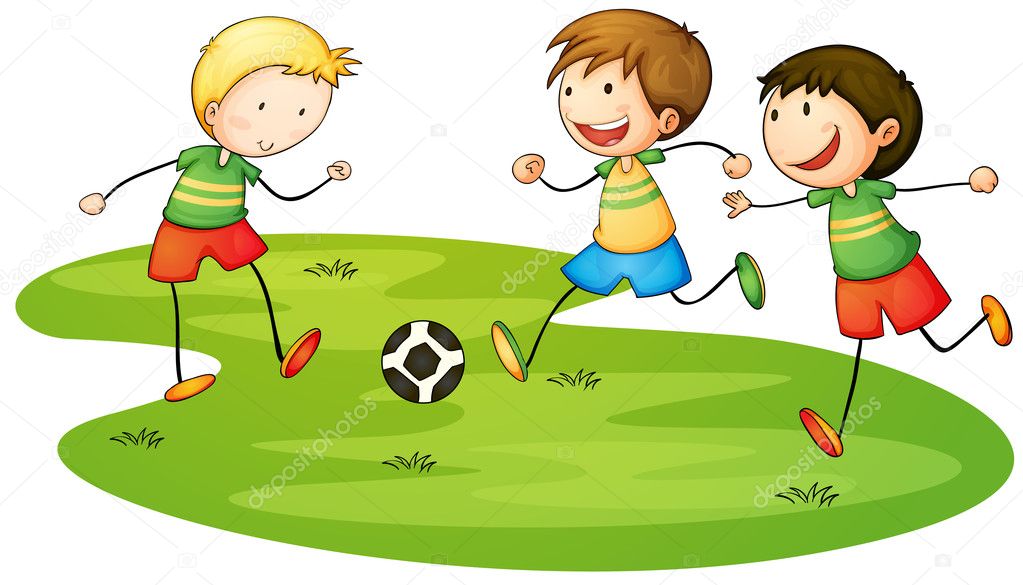 kids playing soccer clipart